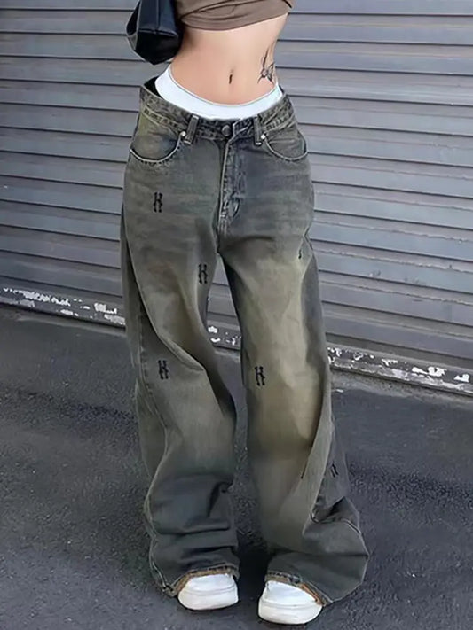 Jeans Rectos Impresos Vintage