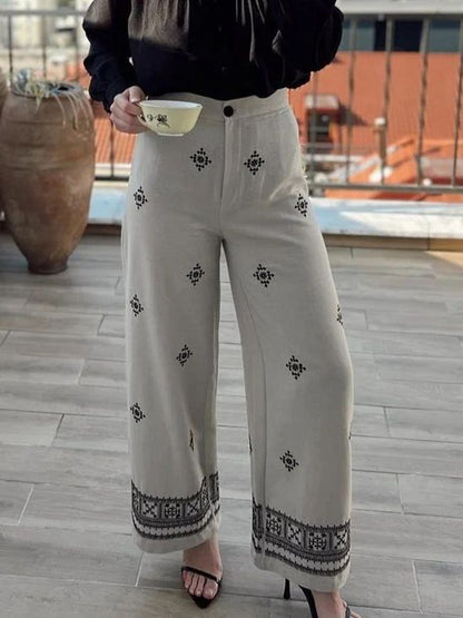 Pantalón Flora De Mezcla De Lino