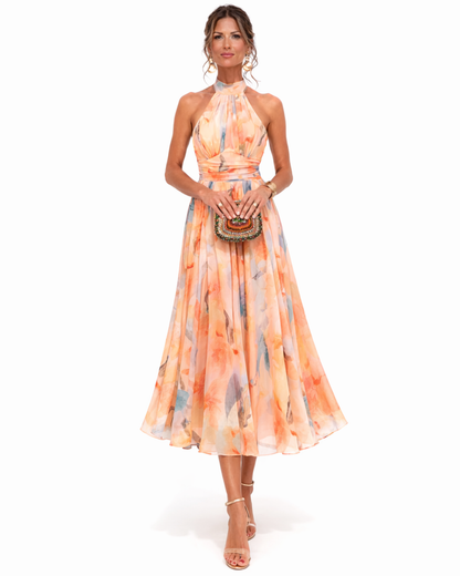 Aurora™ | Vestido Halter con Estampado Acuarela Único