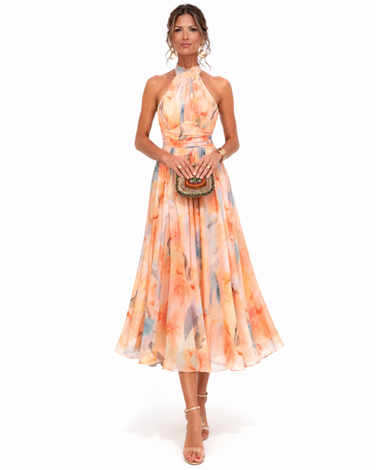 Aurora™ | Vestido Halter con Estampado Acuarela Único