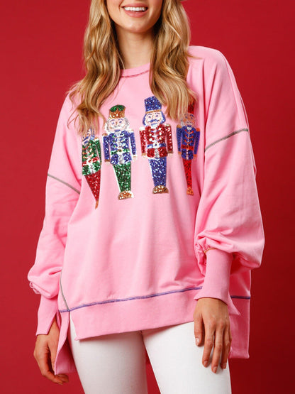 Sudadera de rizo francés con lentejuelas y cascanueces
