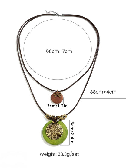 Collar largo con cuentas de disco de madera