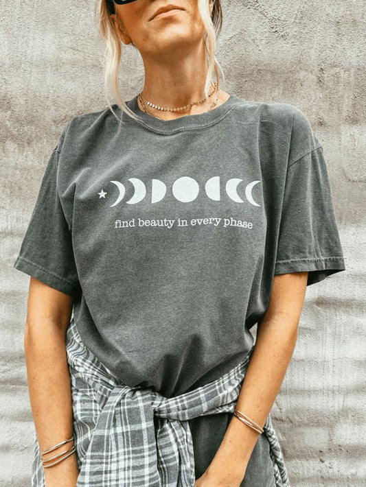 T-Shirt mit Mondphasengrafik