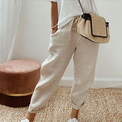Pantalón de algodón 100% – atemporal, de color liso y cómodo