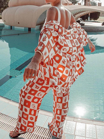 Conjunto de pantalones de pierna ancha con estampado suelto de Afternoon Sun