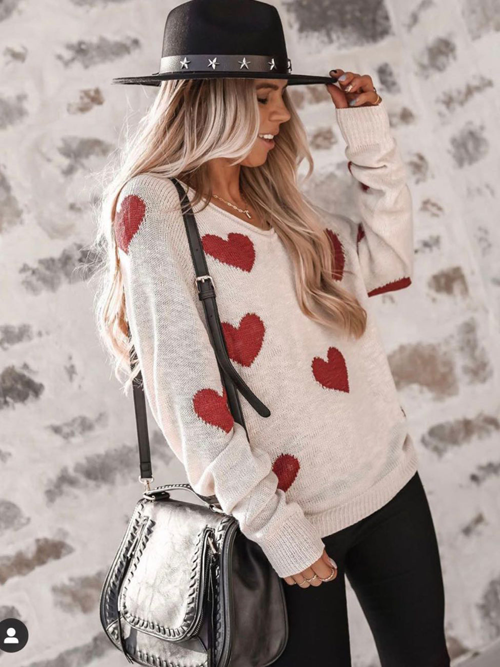 Suéter de punto con cuello en V para el día de San Valentín