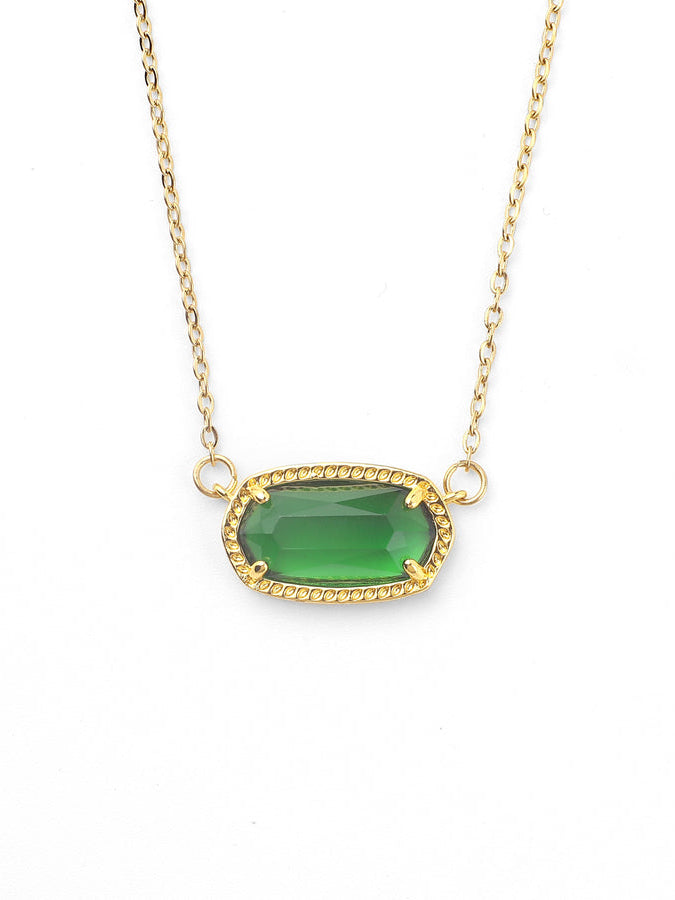 Collar con colgante de piedra de nacimiento ovalada