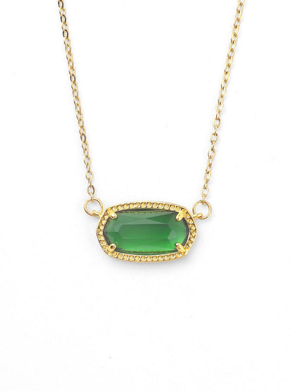 Collar con colgante de piedra de nacimiento ovalada
