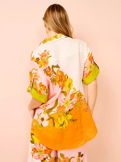 Conjunto de pantalones anchos con bolsillos y cintura elástica con estampado único