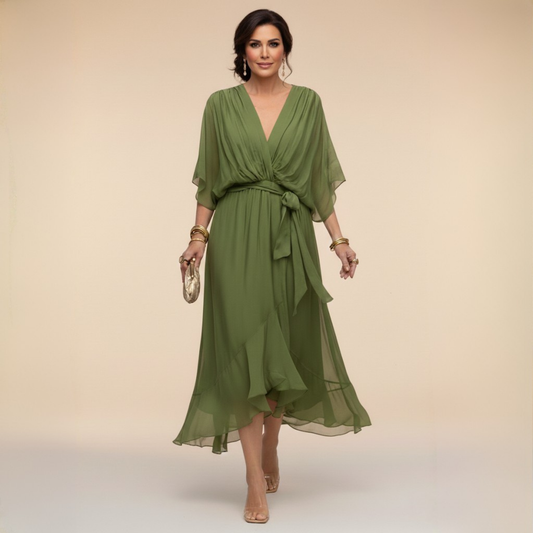 Monica™ | Vestido Elegante De Chifón Con Escote En V