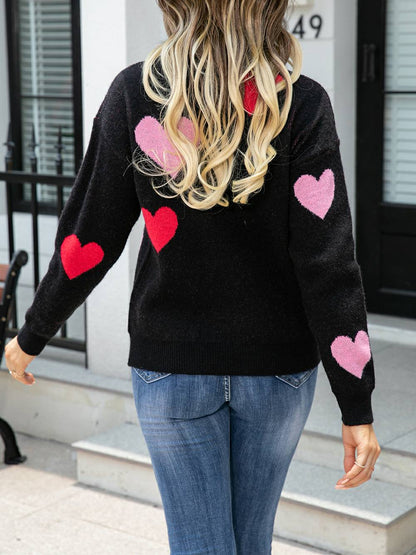 Suéter tipo jersey de punto acogedor con escote corazón