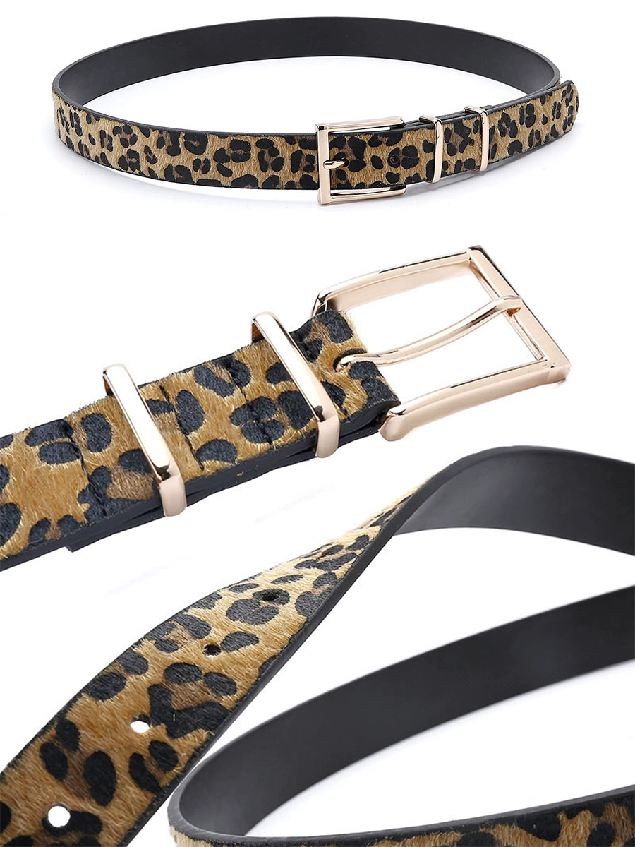 Cinturón creativo para mujer de pelo de poni con estampado de leopardo
