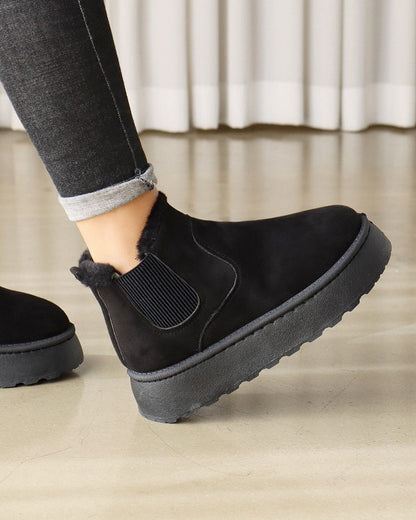 Botas de nieve de color uniforme con suela gruesa y robusta – calor, tracción y estilo en la nieve