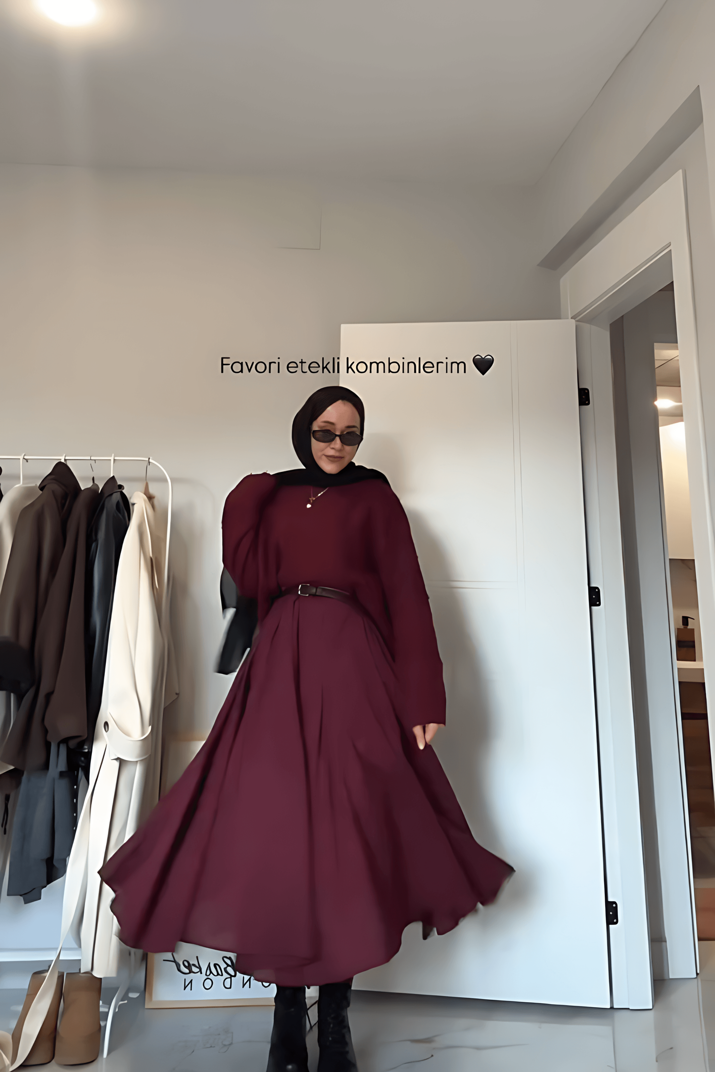 Conjunto de suéter y falda de mezcla de mohair de gran tamaño