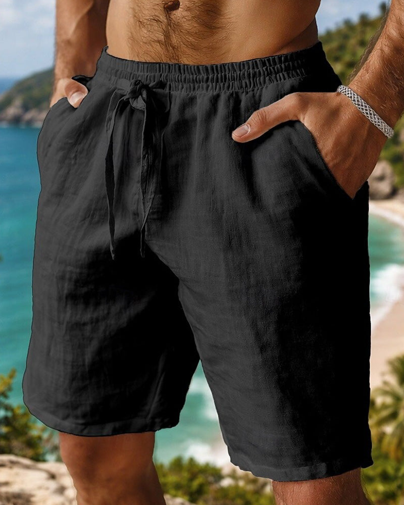 Shorts casuales de algodón 100% – look de playa con estampado de cinco puntos.