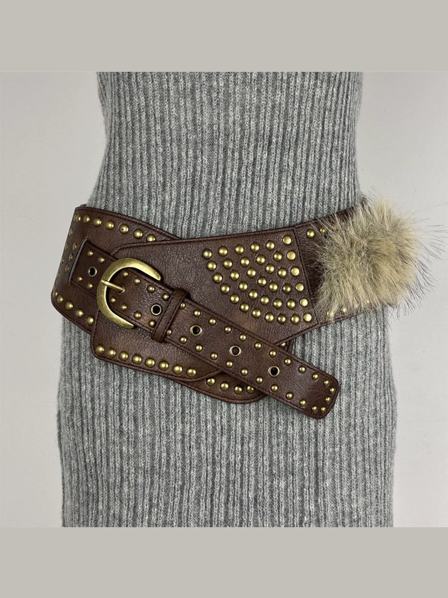 Cinturón de piel para mujer Cinturón retro versátil de cuero sintético