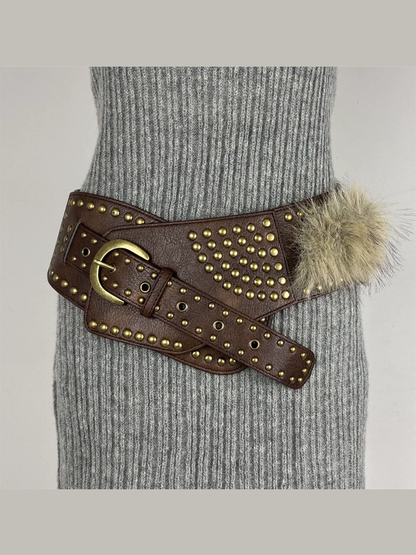 Cinturón de piel para mujer Cinturón retro versátil de cuero sintético