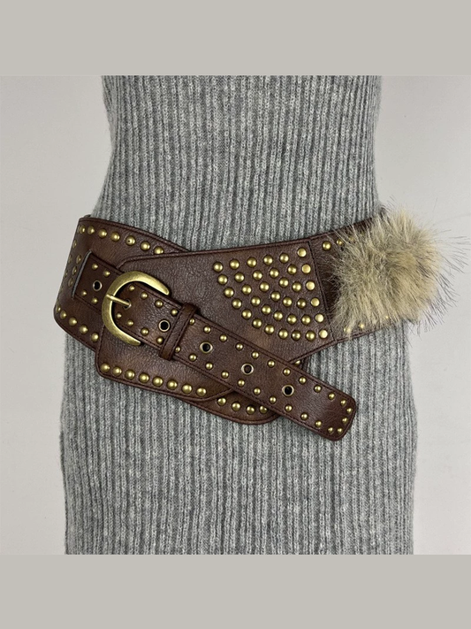 Cinturón de piel para mujer Cinturón retro versátil de cuero sintético