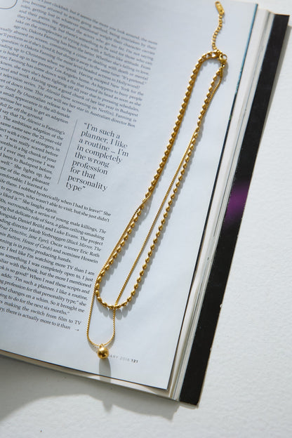Collar De Cadena Doble Amante Chapado En Oro De 18k Oro