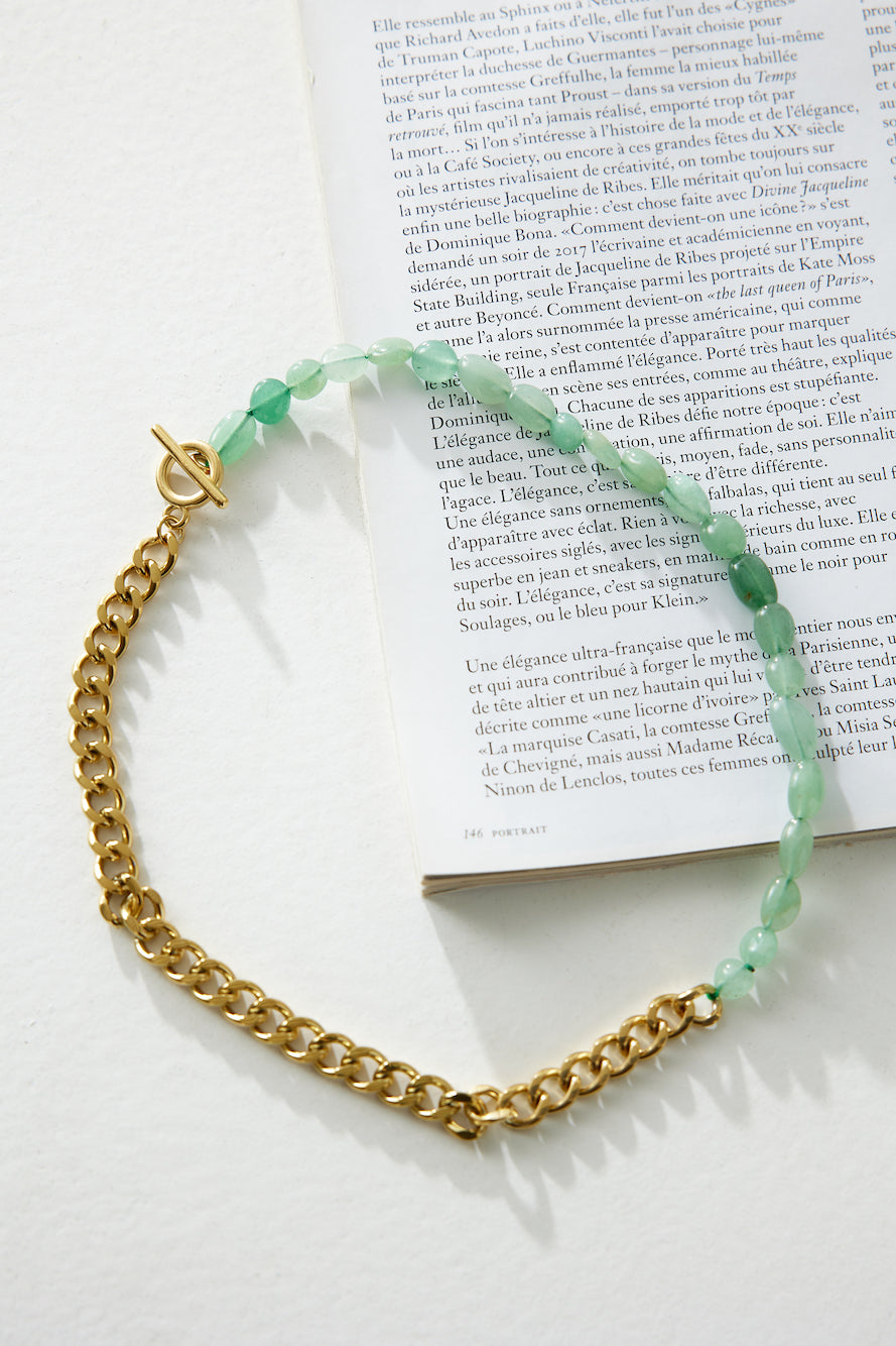 Collar Letras Ocultas Bañado En Oro 18k Oro Verde