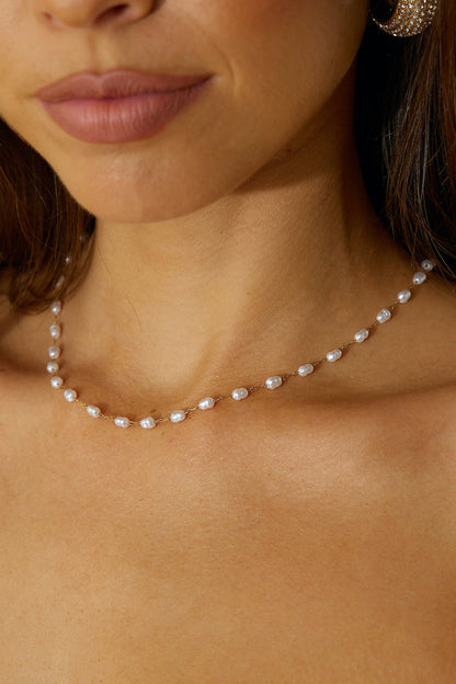 Collar Agua Dulce Bañado En Oro 18k Oro