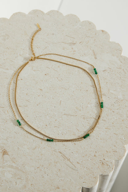 Collar Touch Verde Chapado En Oro 18k Oro