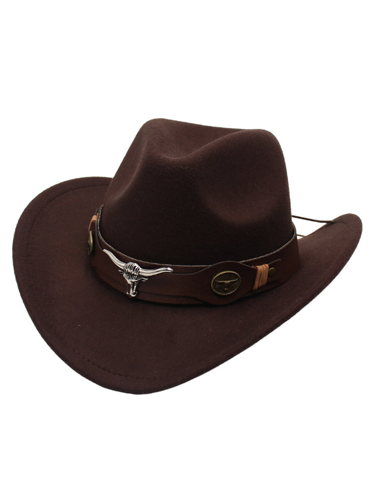 Sombrero vaquero decorativo con cabeza de toro occidental para vaquero y vaquera