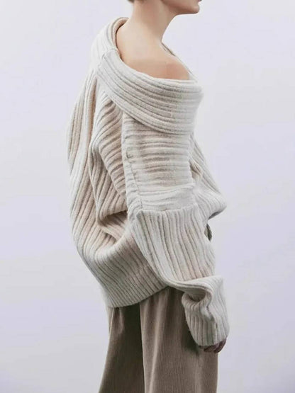 Jersey extragrande de punto con rollo alto