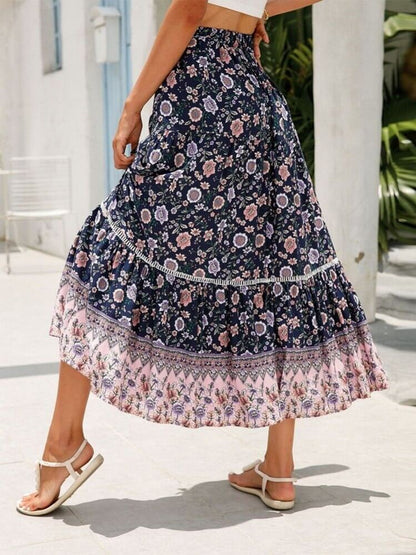 Falda escalonada floral de Midnight Meadows