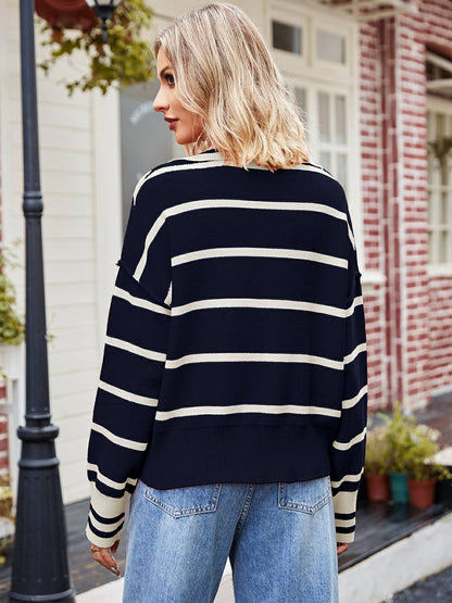 Suéter de patchwork a rayas de moda