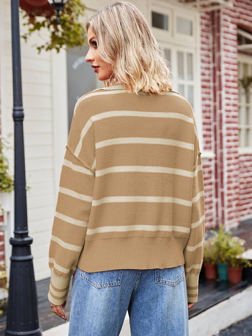 Suéter de patchwork a rayas de moda