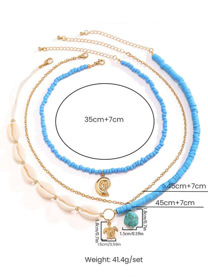 Collar multicapa con cuentas de concha Bora Bora en oro