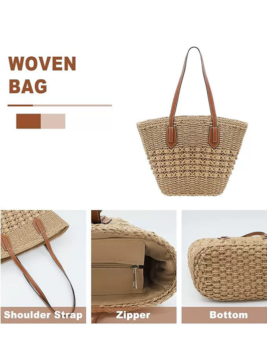 Bolso de hombro versátil tejido a mano para mujer