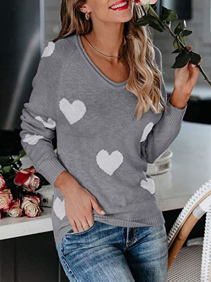 Suéter de punto con cuello en V para el día de San Valentín
