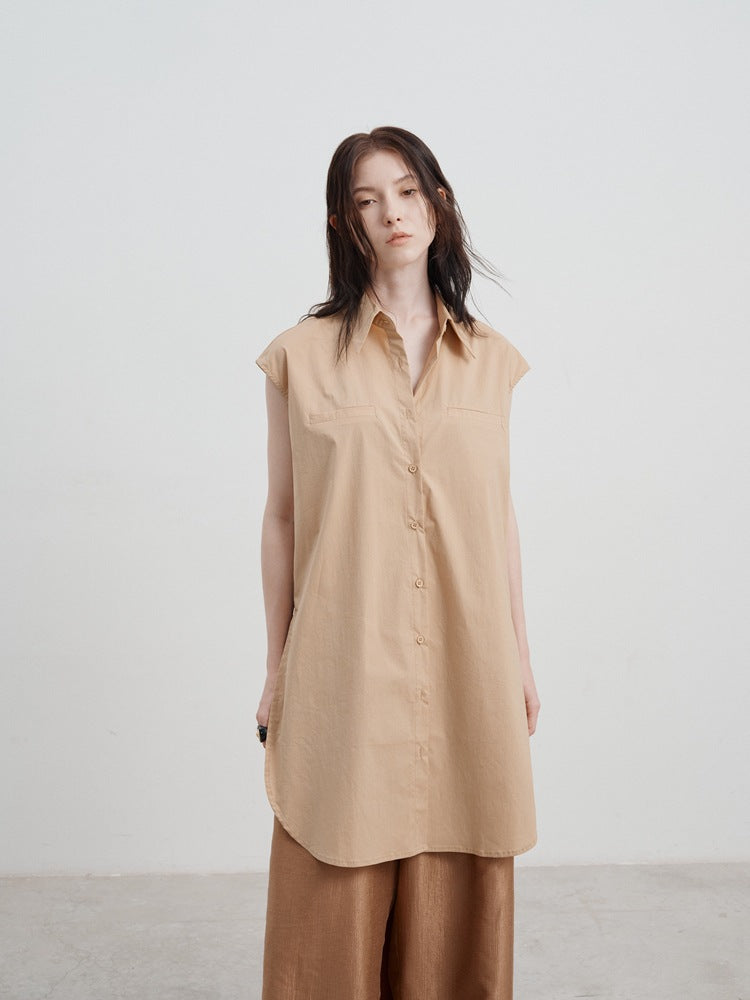 Camisa larga sin mangas elegante