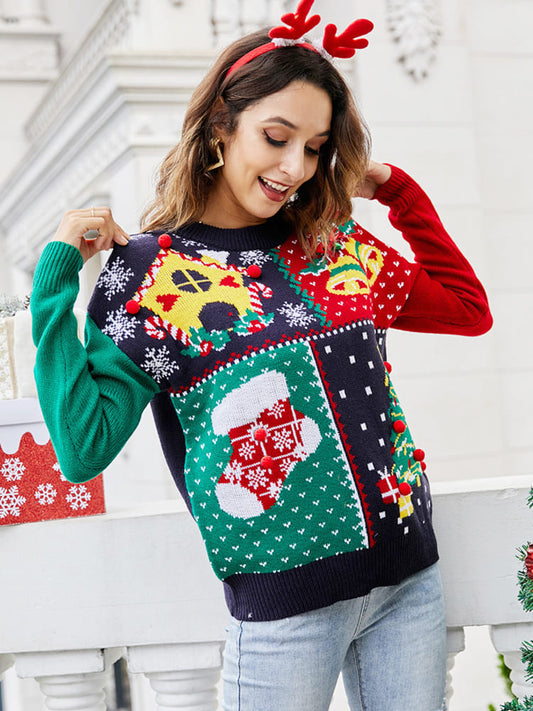 Pull en maille avec des flocons de neige et un sapin de Noël