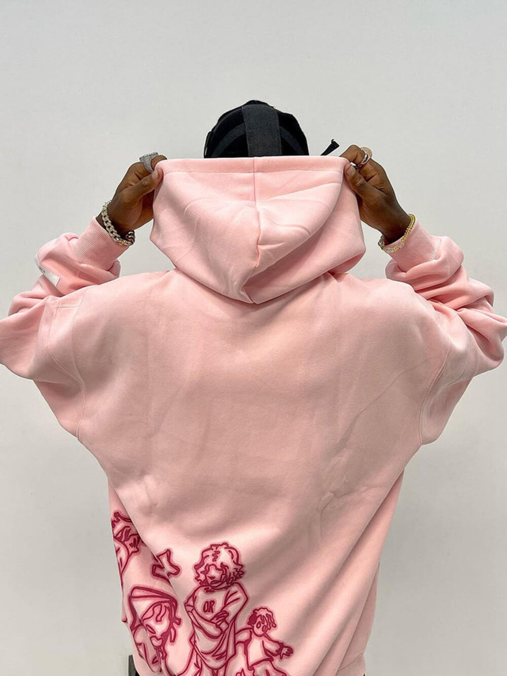 Sudadera con capucha y estampado de personaje de línea de dibujos animados