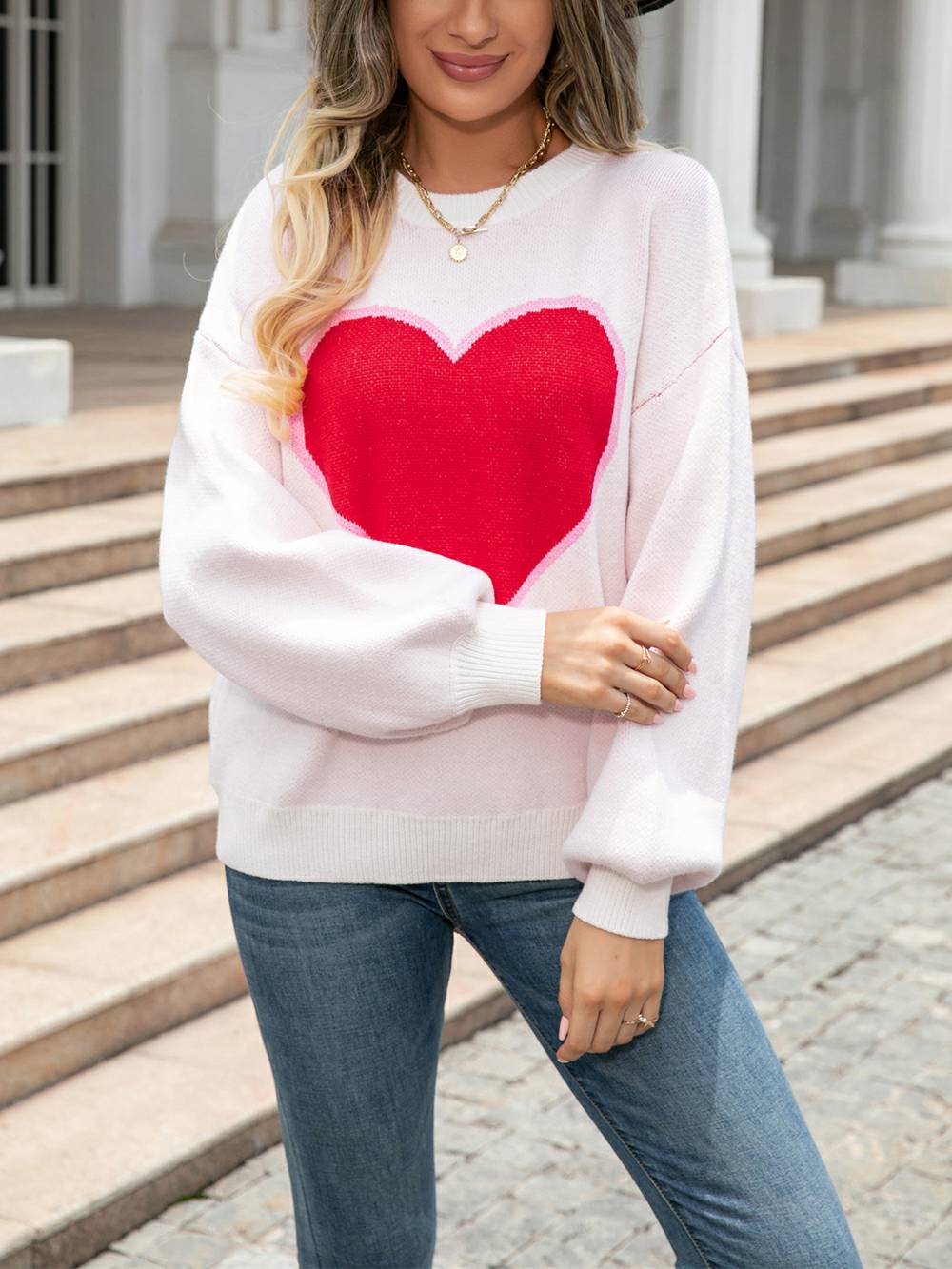 Suéter tipo jersey de punto con forma de corazón