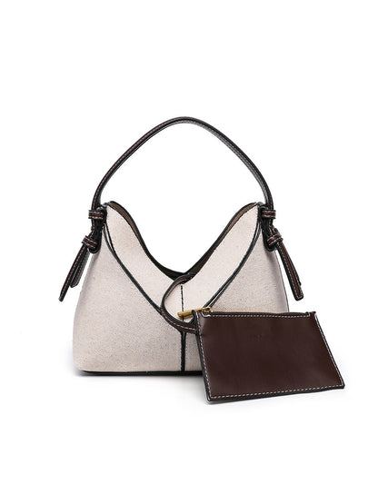 Cartera de lona cruzada para mujer con cremallera dorada