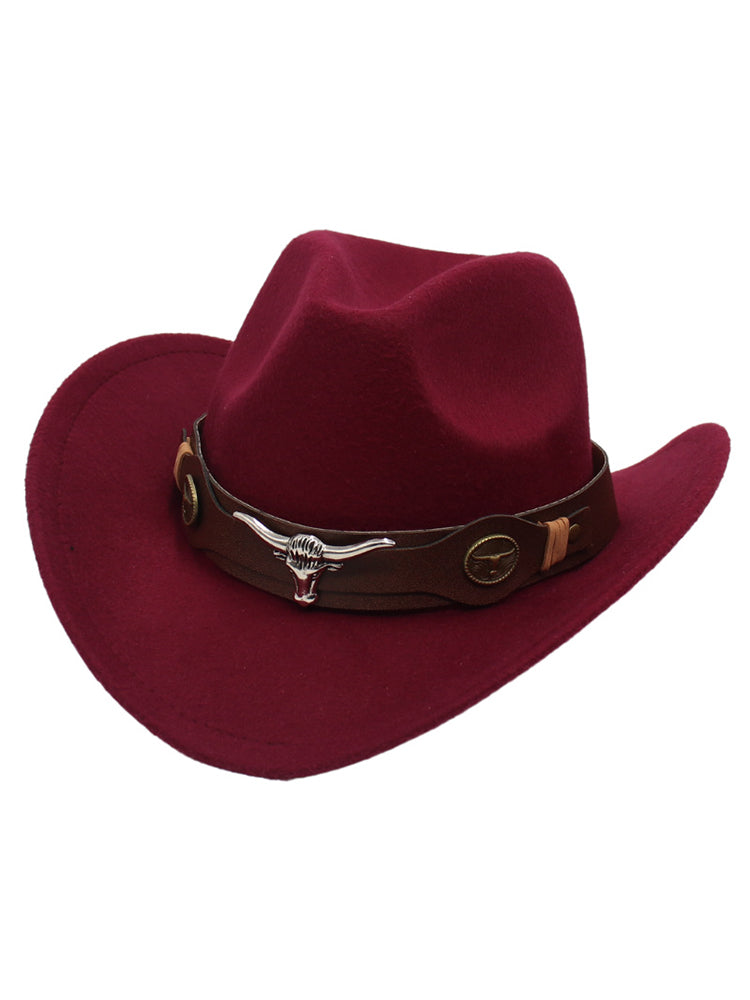 Sombrero vaquero decorativo con cabeza de toro occidental para vaquero y vaquera