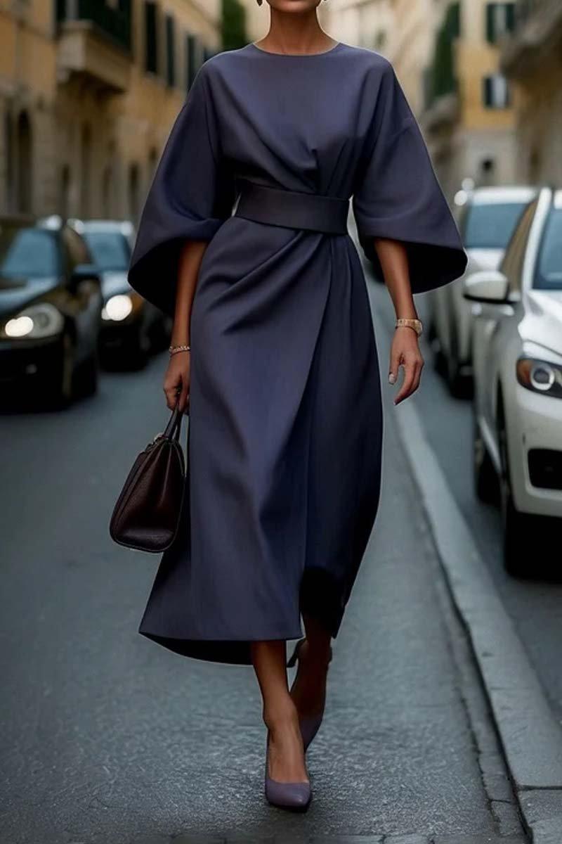 Vestido de cintura elegante de color sólido