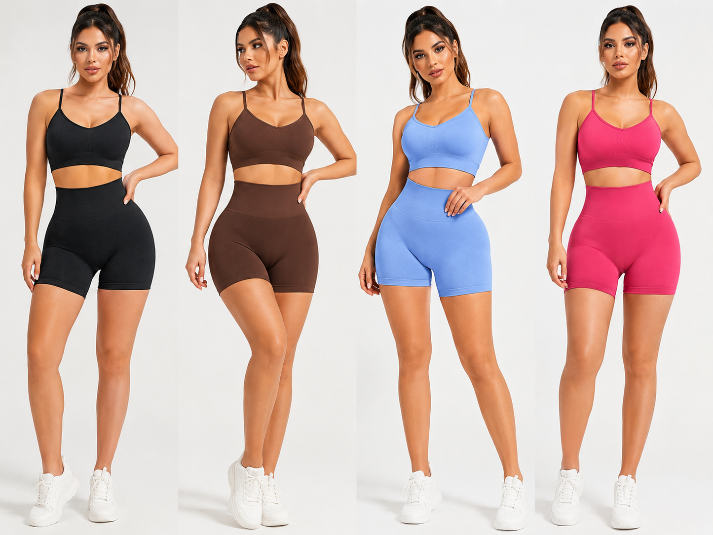 Pack de 4 Mallas Deportivas Push Up de Cintura Alta para Mujer