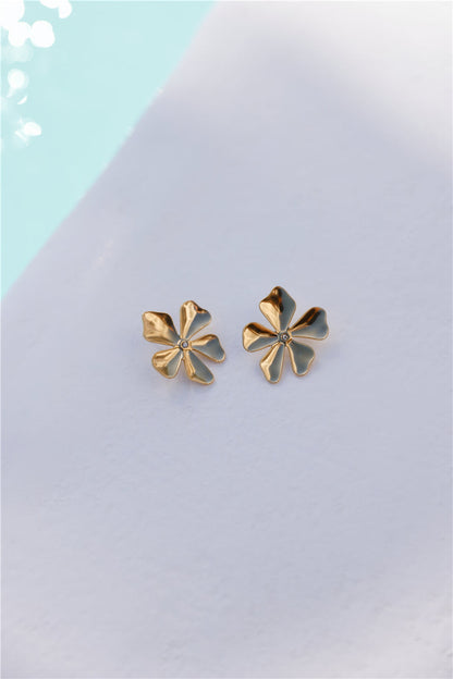 Pendientes Flor De Isla Bañados En Oro 18k Oro