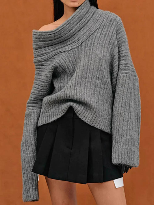 Übergroßer Strickpullover mit Rollkragen
