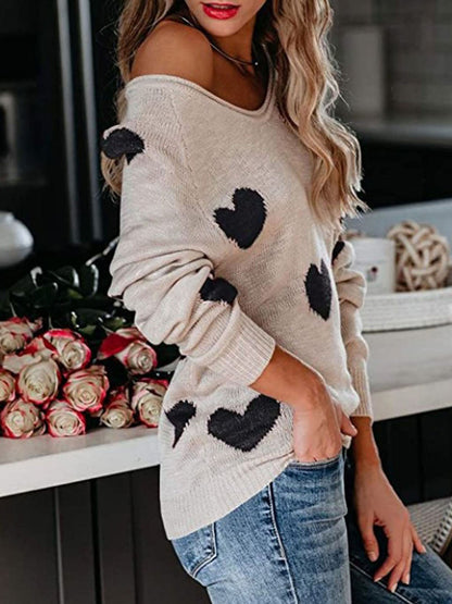 Suéter de punto con cuello en V para el día de San Valentín