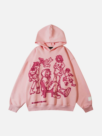 Sudadera con capucha y estampado de personaje de línea de dibujos animados