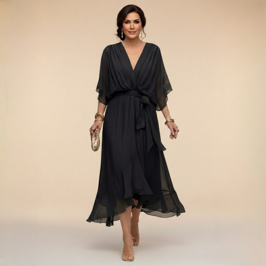 Monica™ | Vestido Elegante De Chifón Con Escote En V