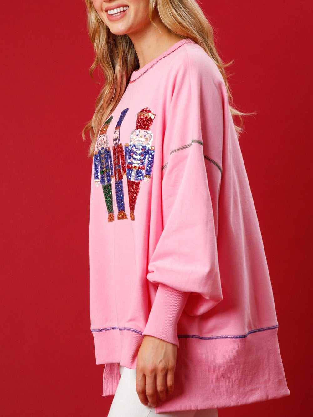 Sudadera de rizo francés con lentejuelas y cascanueces