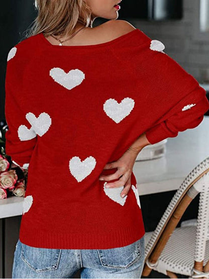 Suéter de punto con cuello en V para el día de San Valentín