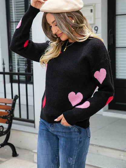 Suéter tipo jersey de punto acogedor con escote corazón